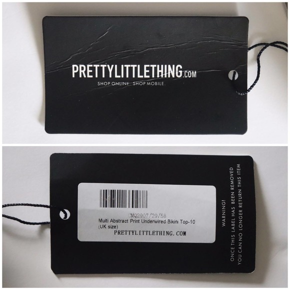 PrettyLittleThing Multi Abstract Print Underwired Bikini Top Size 6 NWT - Picture 10 of 12